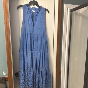 Wonderly Blue Halter Tiered Maxi Sundress